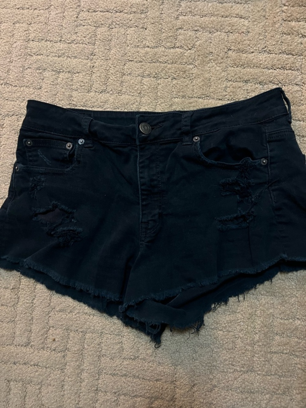 American Eagle Outfitters Black Distressed Denim Jean Shorts